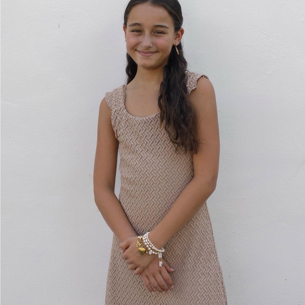 Elegant Tan Kids Dress